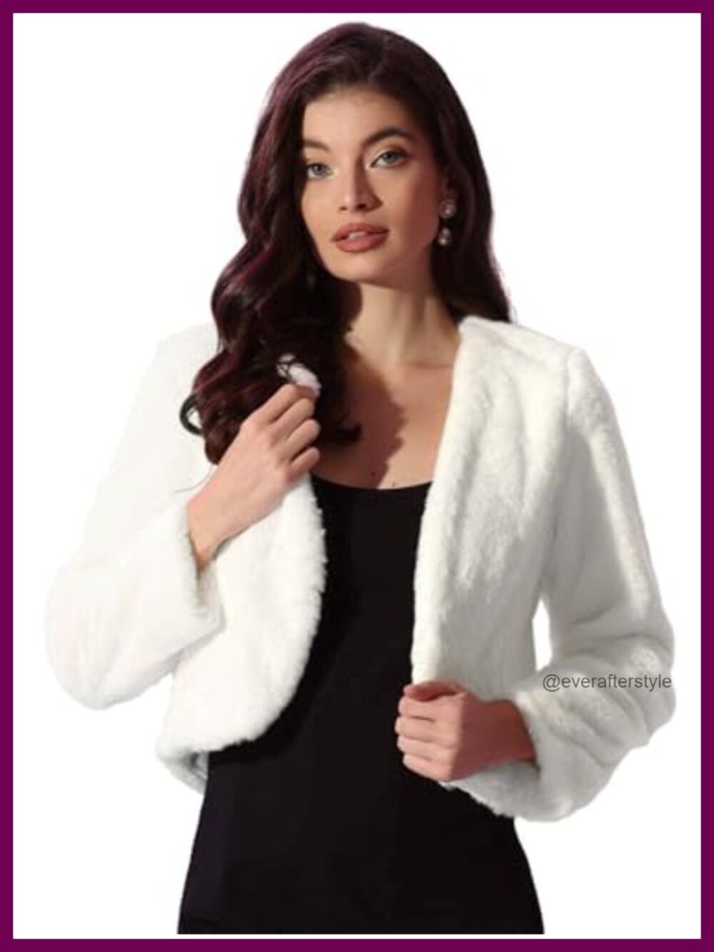 Faux Fur Cropped Jacket Long Sleeve Wedding Bolero Coat